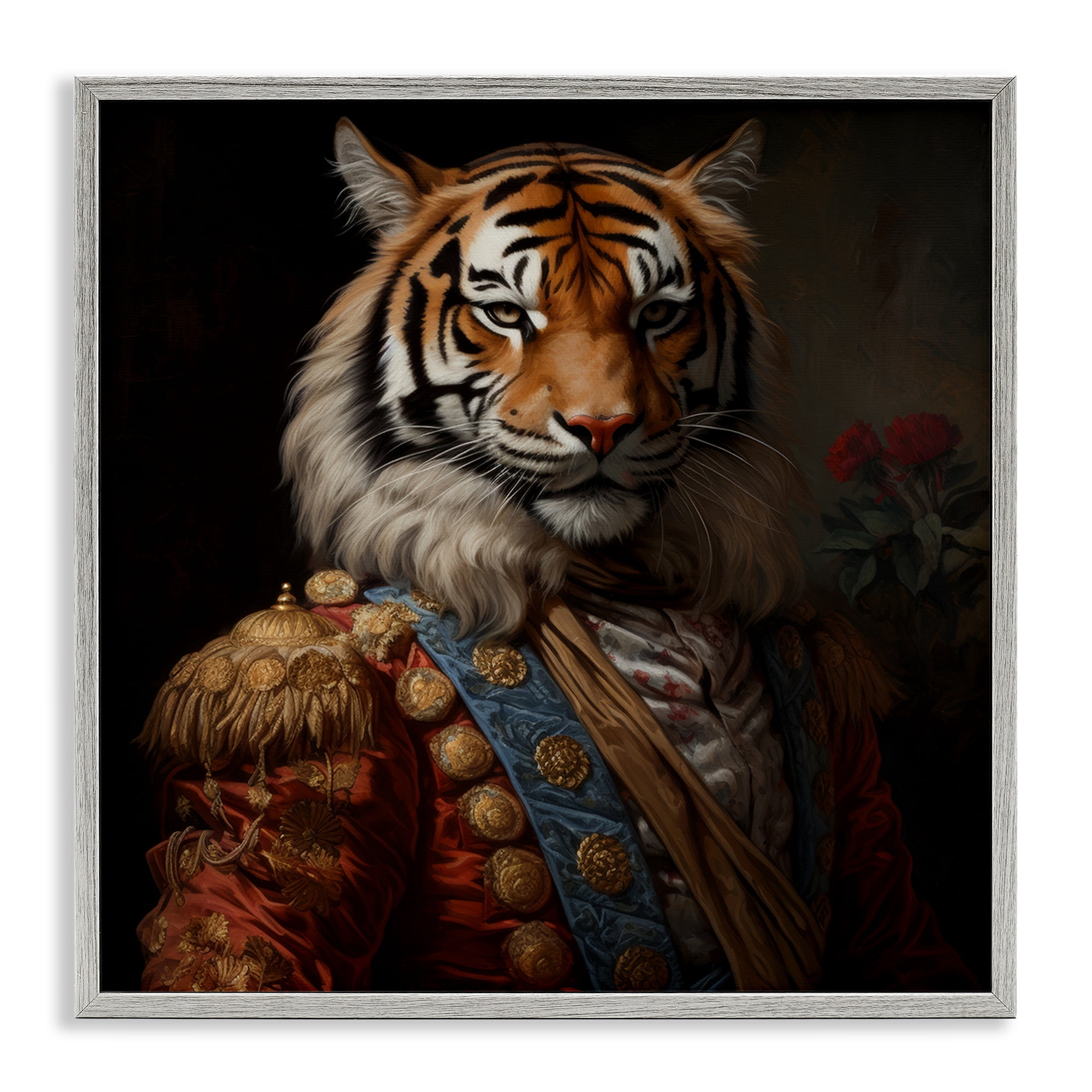 Stupell Industries Noble Tiger Transformation Gray Framed Giclee Art, design by Lazar Studio