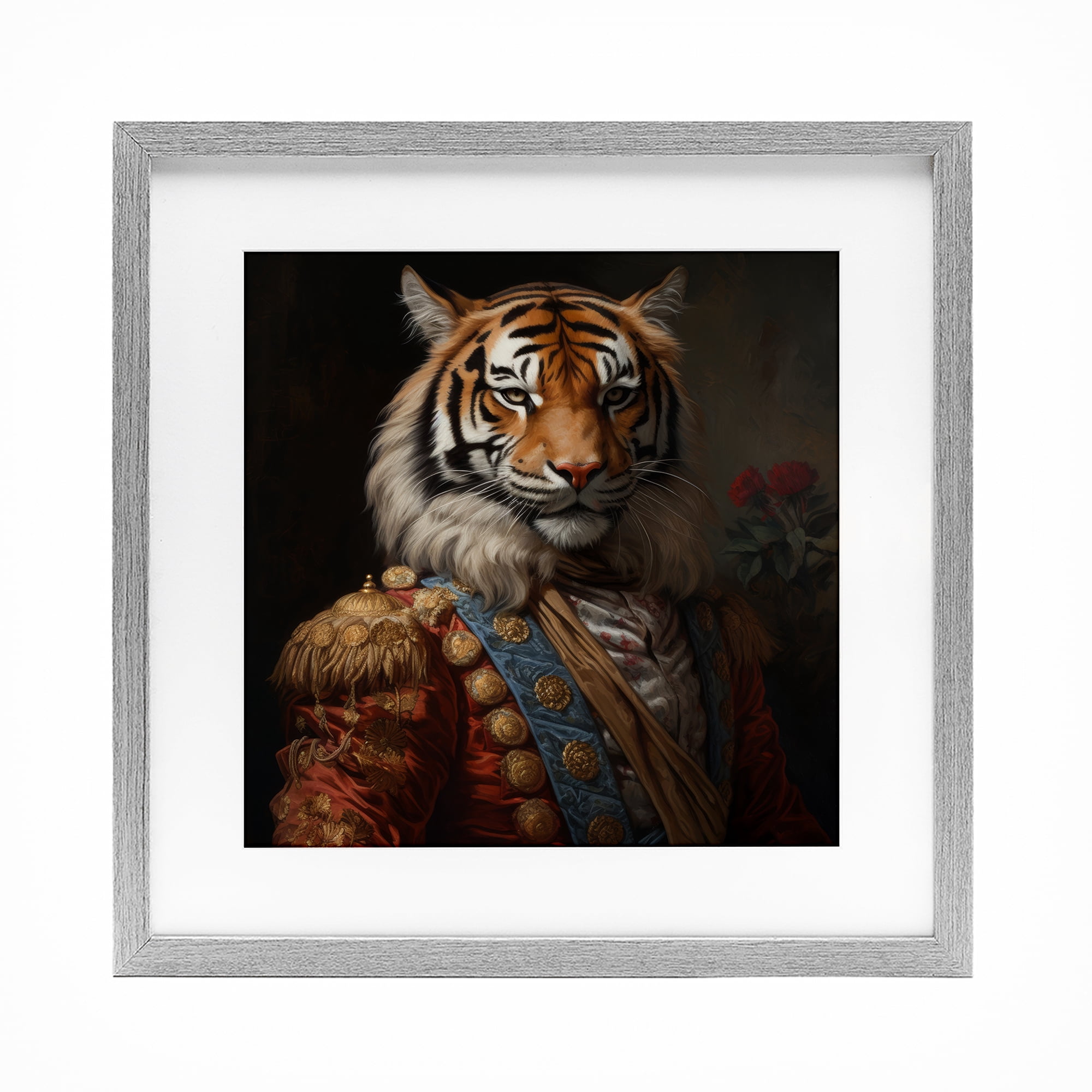 Stupell Industries Noble Tiger Transformation Gray Framed Print Under Glass, design by Lazar Studio