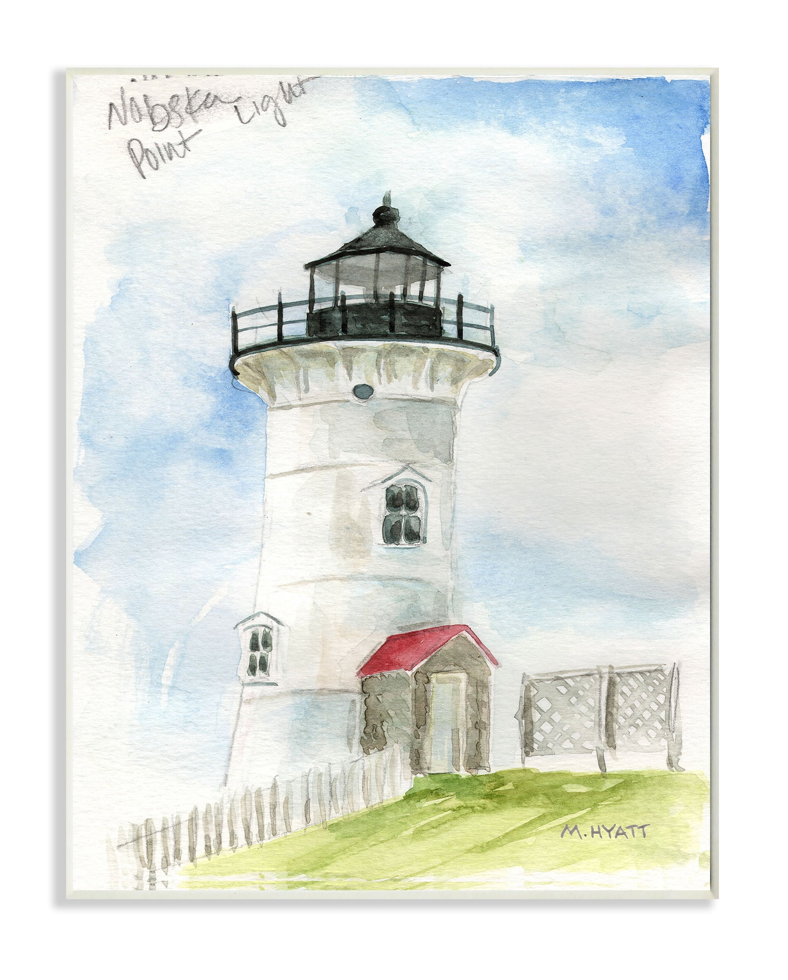 Stupell Industries Nobska Point Lighthouse Cliffside Coastal Architecture Wall Plaque, 13 x 19, Design by Melissa Hyatt LLC