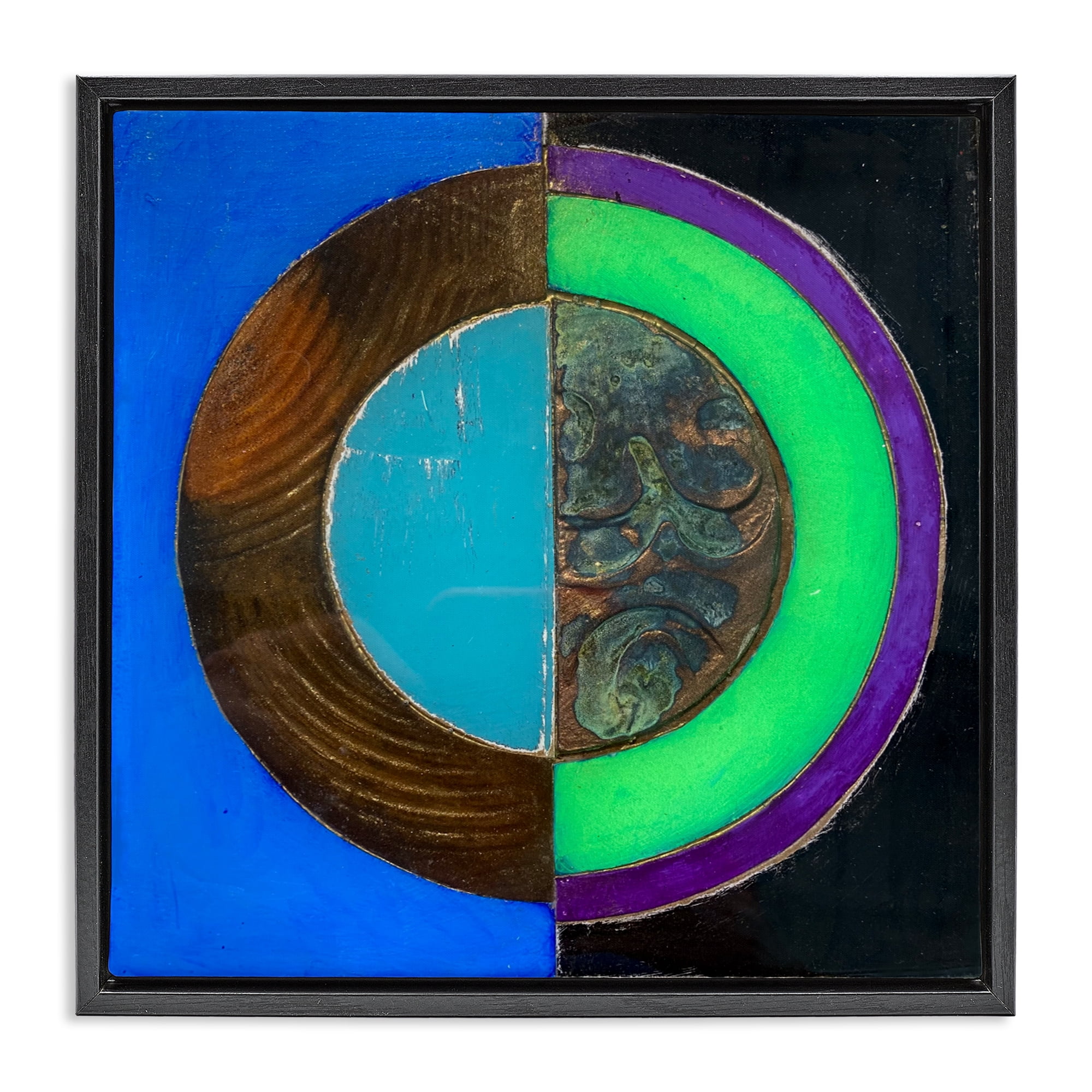 Stupell Industries Nocturnal Circle Symmetry Black Framed Floater Canvas Wall Art, design by Matthew Finger