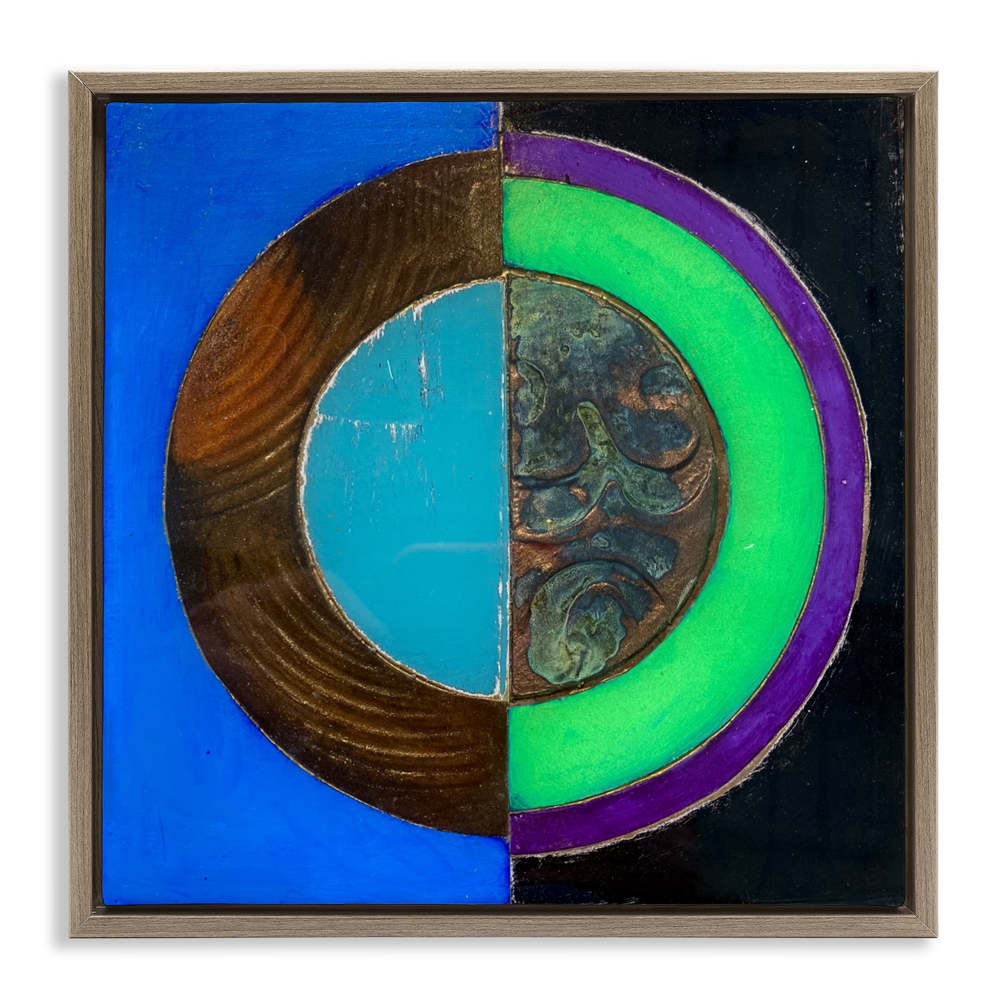 Stupell Industries Nocturnal Circle Symmetry Brown Framed Floater Canvas Wall Art, design by Matthew Finger