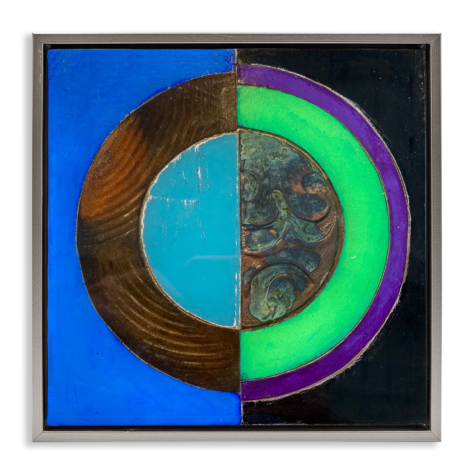 Stupell Industries Nocturnal Circle Symmetry Gray Framed Floater Canvas Wall Art, design by Matthew Finger