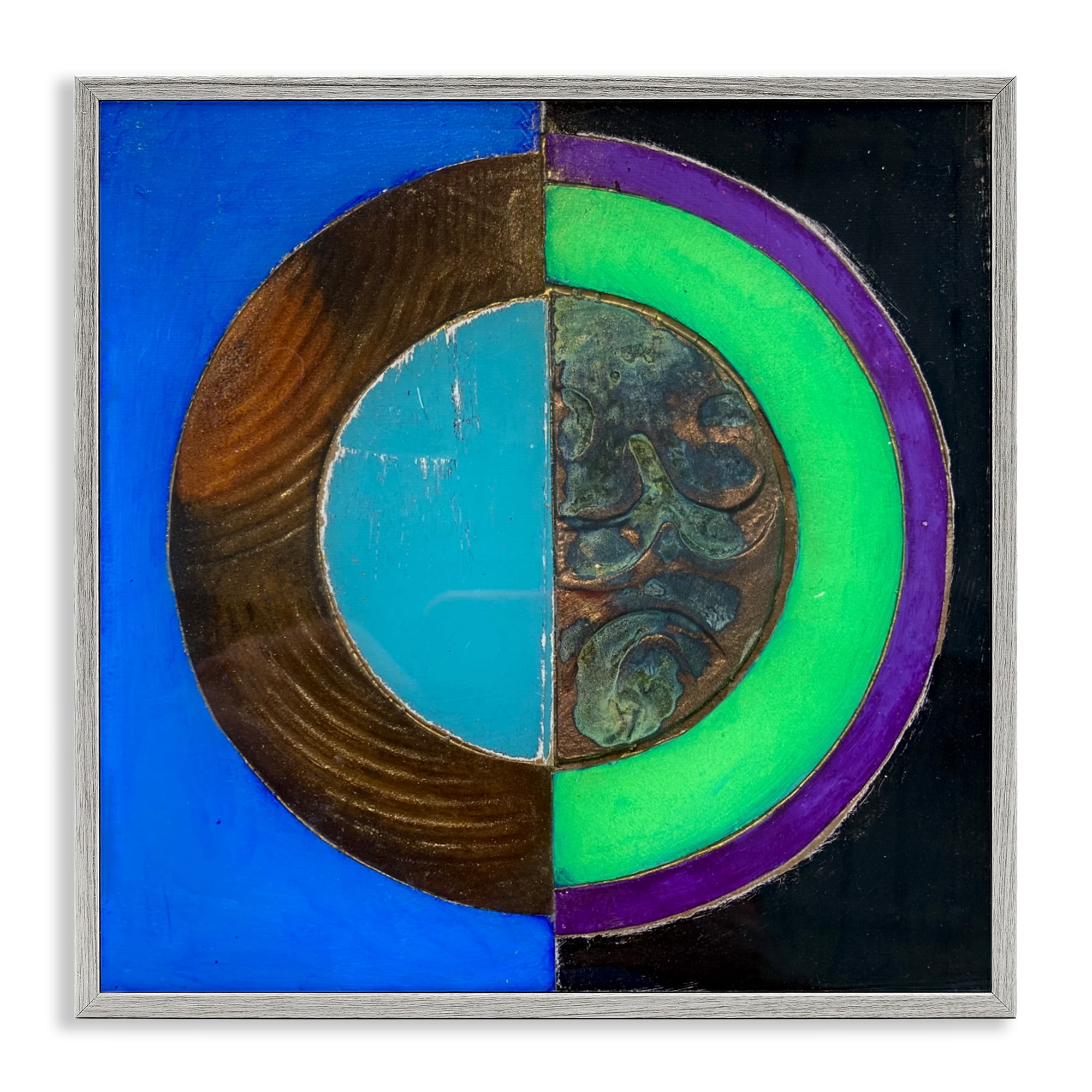 Stupell Industries Nocturnal Circle Symmetry Gray Framed Giclee Art, design by Matthew Finger
