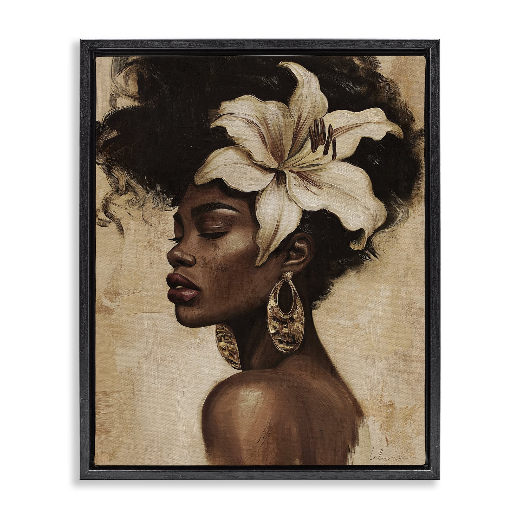 Stupell Industries Nocturne In Ivory Black Framed Floater Canvas Wall Art, design by Svetlana Aleynikova