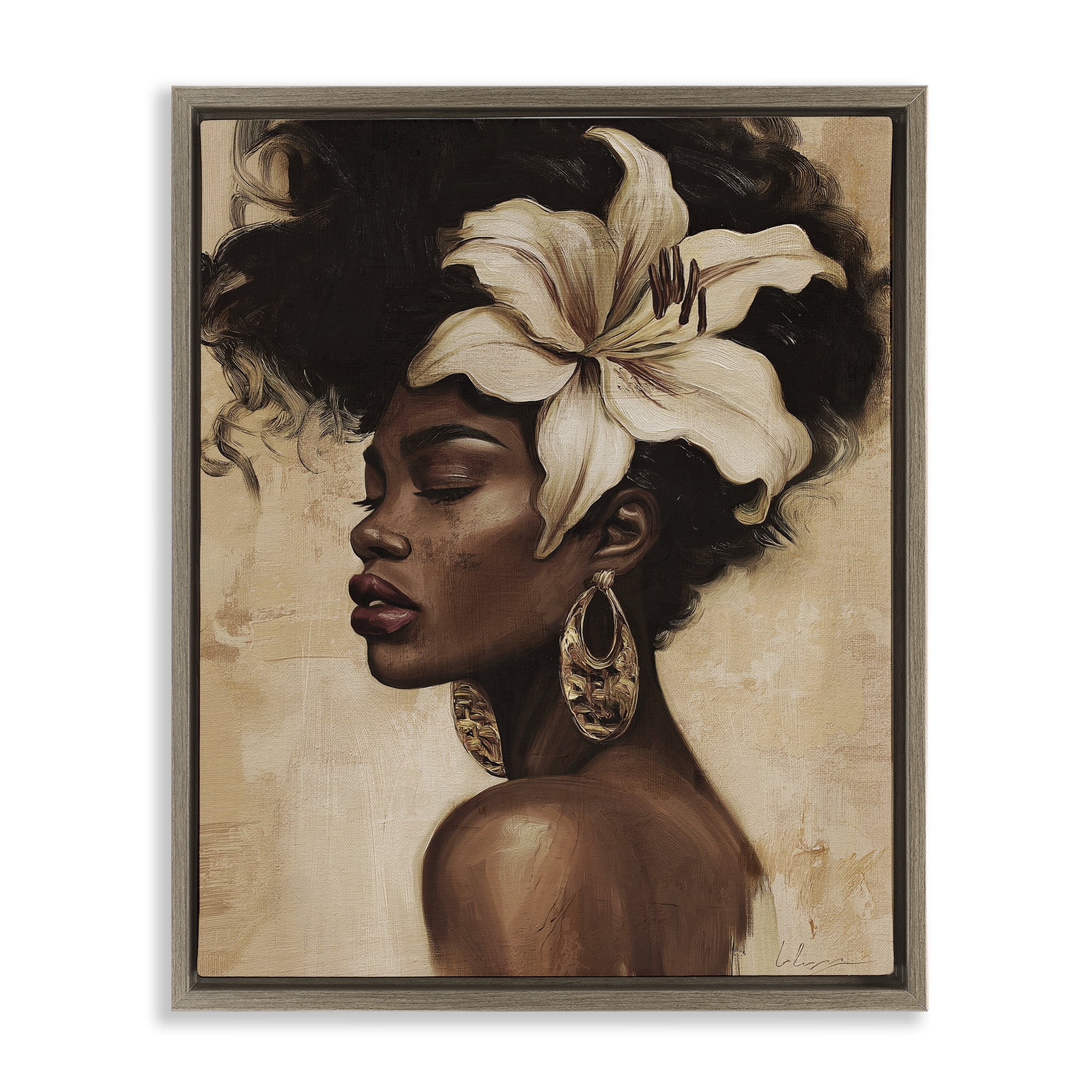 Stupell Industries Nocturne In Ivory Brown Framed Floater Canvas Wall Art, design by Svetlana Aleynikova