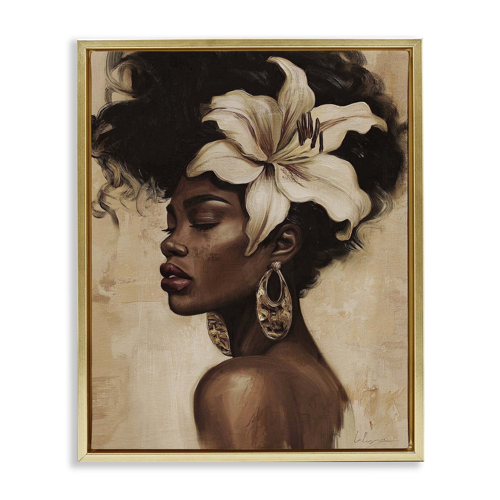 Stupell Industries Nocturne In Ivory Gold Framed Floater Canvas Wall Art, design by Svetlana Aleynikova