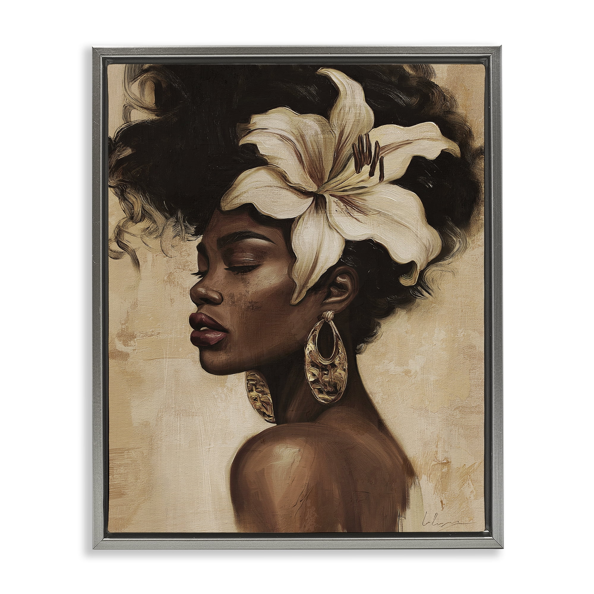Stupell Industries Nocturne In Ivory Gray Framed Floater Canvas Wall Art, design by Svetlana Aleynikova