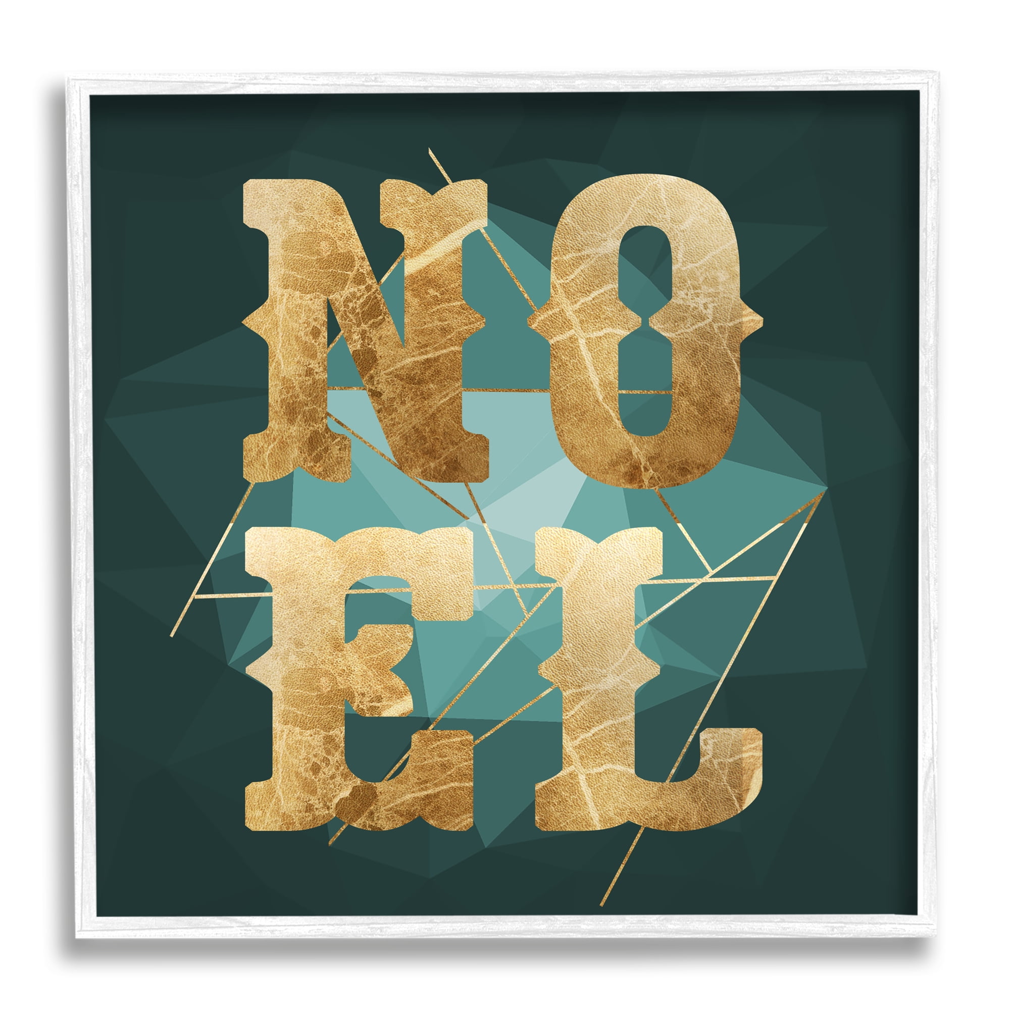 Stupell Industries Noel Glam Christmas Typography Green Geometric Shapes Holiday Painting White Framed Art Print Wall Art, 24 x 24