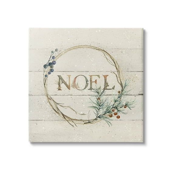 Stupell Industries Noel Holiday Botanical Wreath Graphic Art Gallery Wrapped Canvas Print Wall Art, Design by Carol Robinson