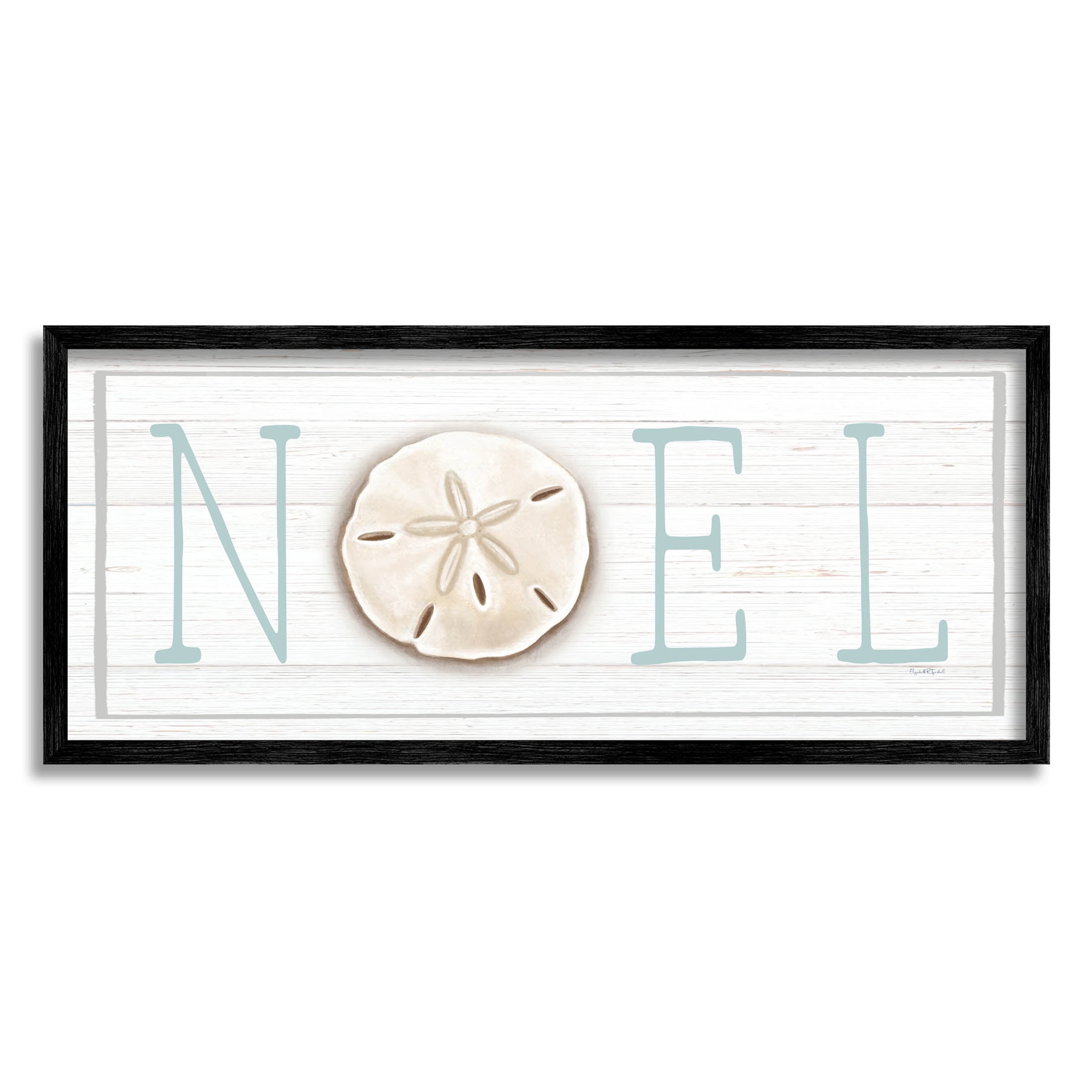 Stupell Industries Noel Holiday Sand Dollar Sign Graphic Art Black Framed Art Print Wall Art, Design by Elizabeth Tyndall