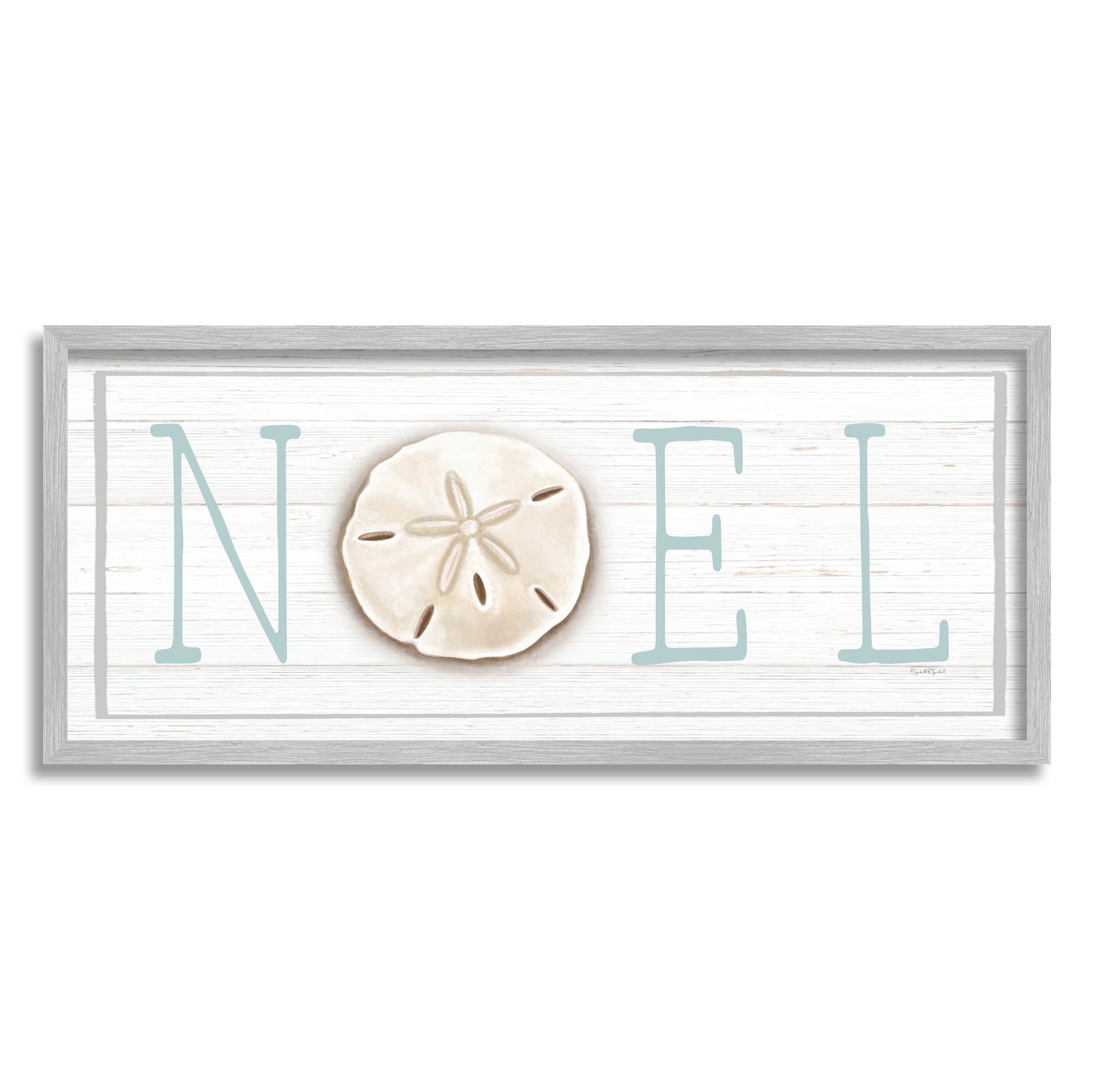Stupell Industries Noel Holiday Sand Dollar Sign Graphic Art Gray Framed Art Print Wall Art, Design by Elizabeth Tyndall