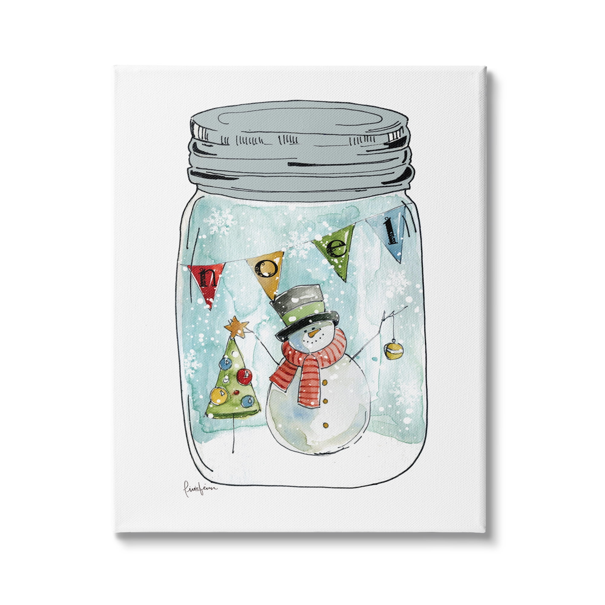 Stupell Industries Noel Phrase Snowman Christmas Tree in Country Jar, 16 x 20, Design by Livi Finn