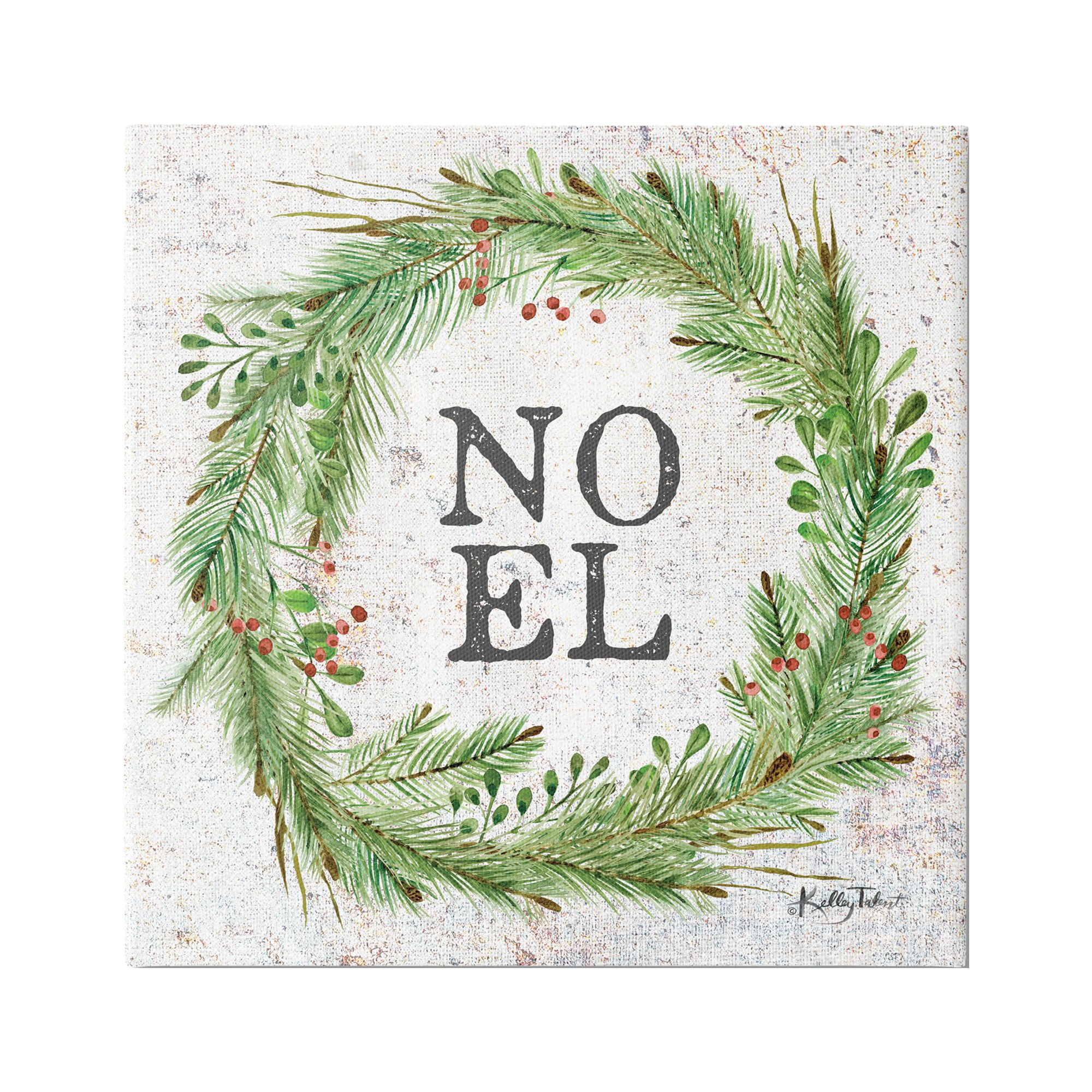Stupell Industries Noel Seasonal Wreath Holiday Painting Gallery Wrapped Canvas Print Wall Art, 36 x 36