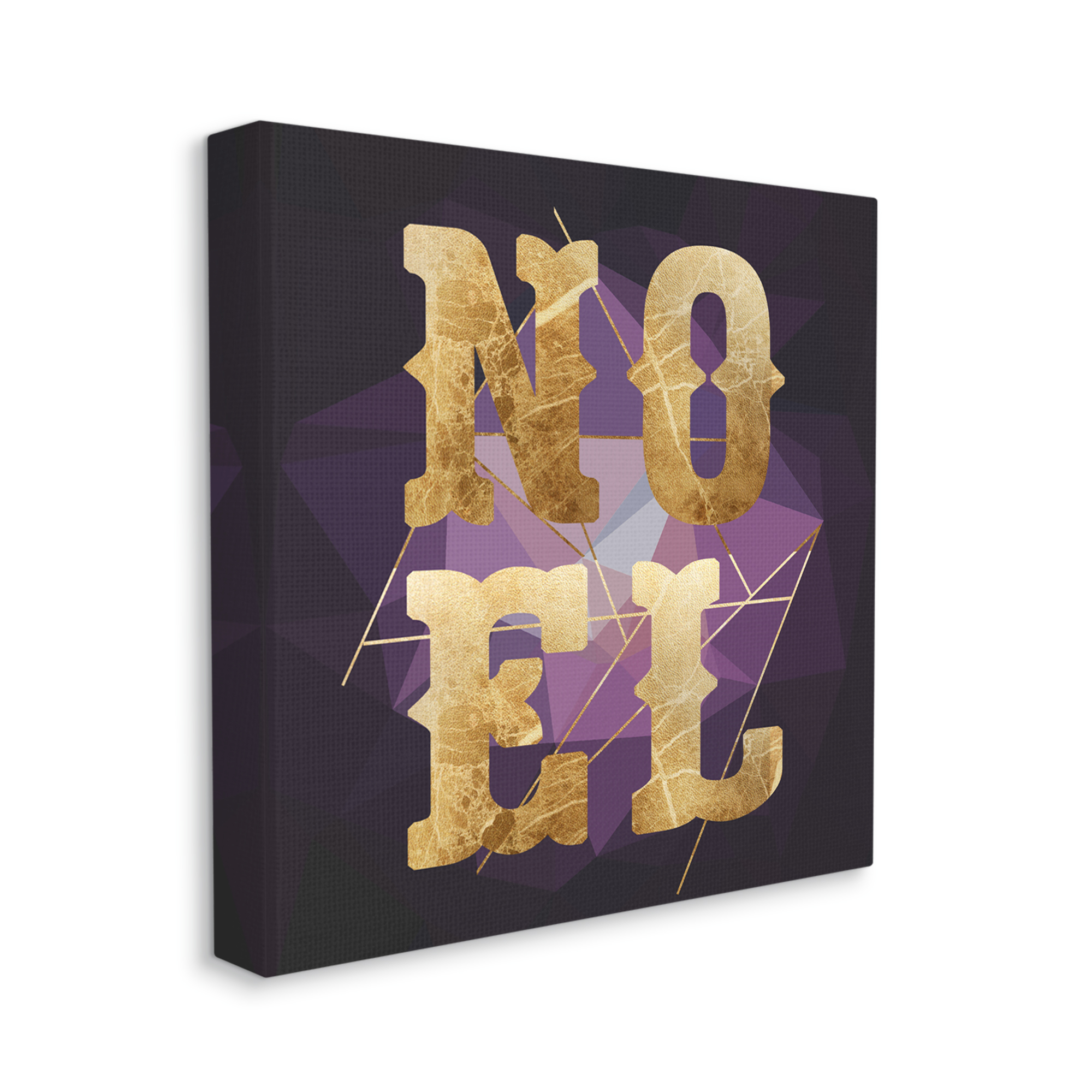 Stupell Industries Noel Typography Purple Geometric Shapes Glam Christmas Holiday Painting Gallery Wrapped Canvas Print Wall Art, 24 x 24