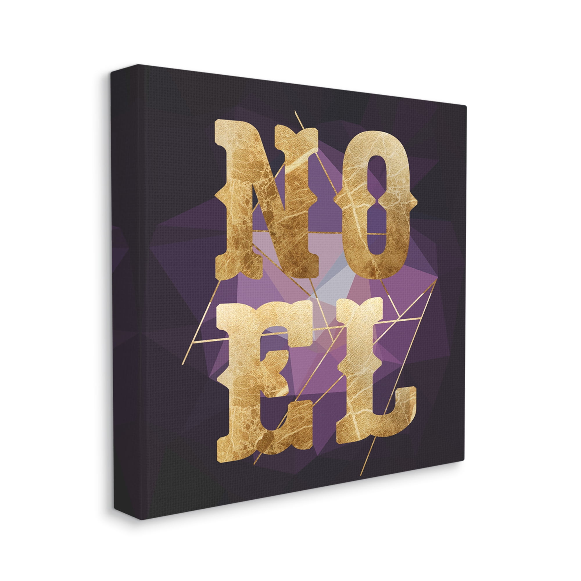 Stupell Industries Noel Typography Purple Geometric Shapes Glam Christmas Holiday Painting Gallery Wrapped Canvas Print Wall Art, 36 x 36