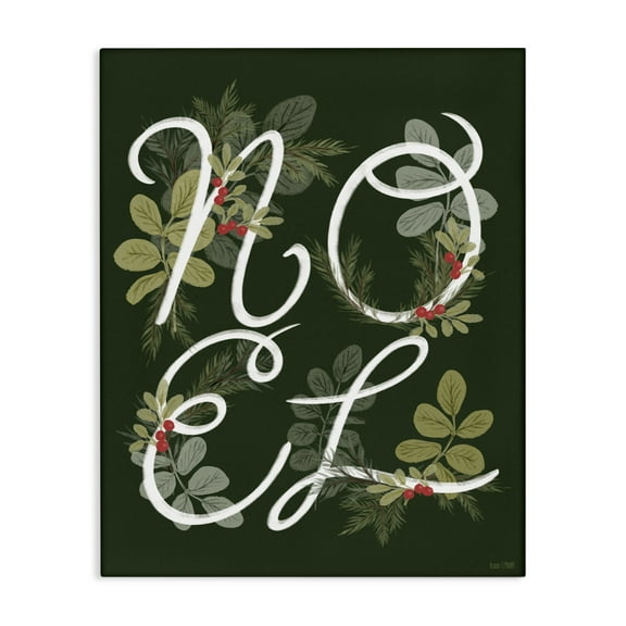 Stupell Industries Noel with Modern Botanicals Canvas Wall Art design by House Fenway, 20 x 16