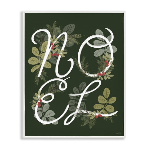 Stupell Industries Noel with Modern Botanicals White Framed Giclee Art design by House Fenway, 30 x 24