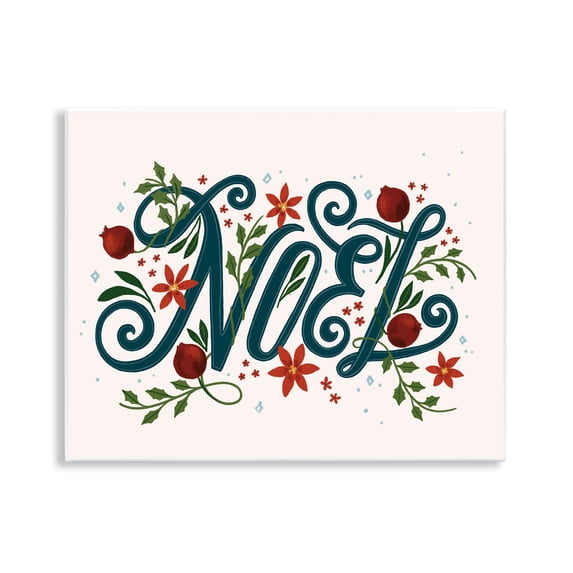 Stupell Industries Noel with Rustic Winter Botanicals Quotes and Sayings Painting Unframed Art Print Wall Art, 14 x 11