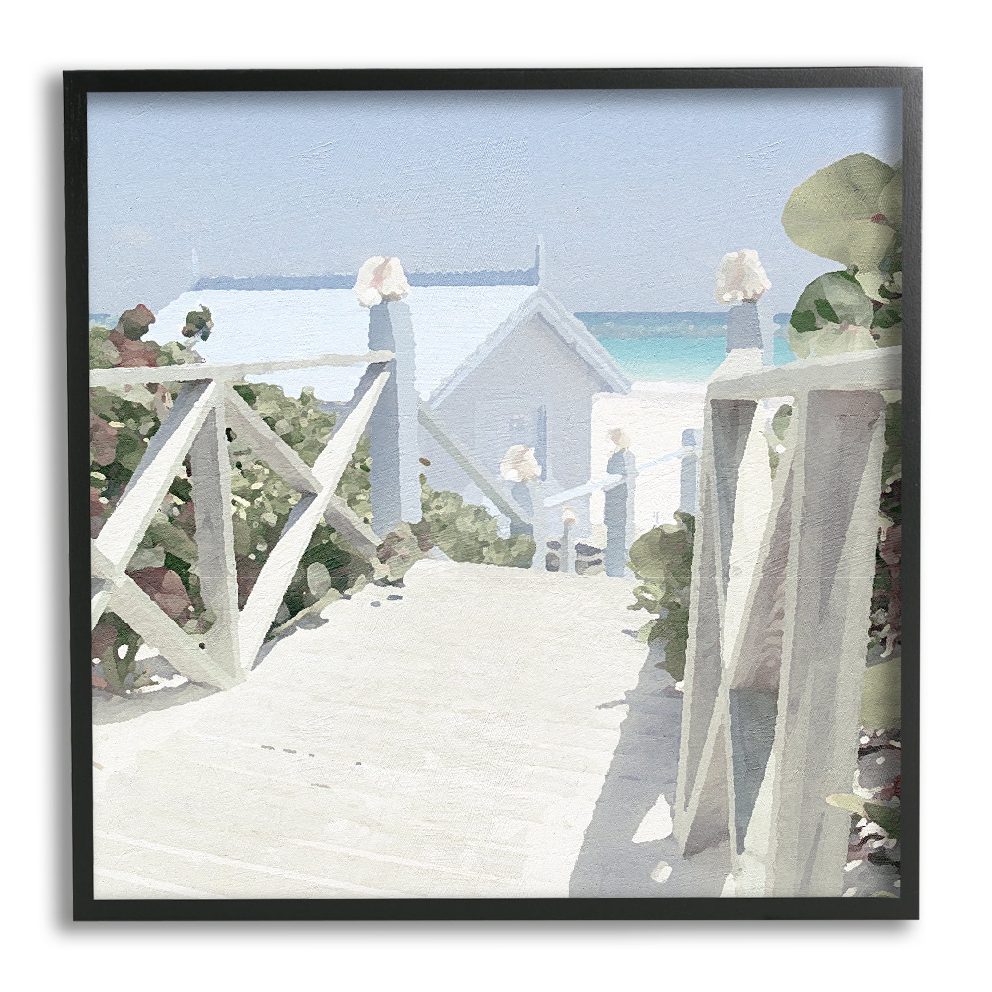 Stupell Industries Noon Shadows Beach Steps Nature Painting Black Framed Art Print Wall Art, 24 x 24