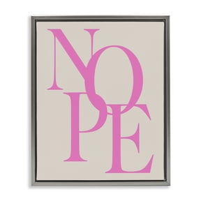 Stupell Industries Nope Contemporary Typography Quotes and Sayings Painting Gray Floater Framed Canvas Art Print Wall Art, 17 x 21