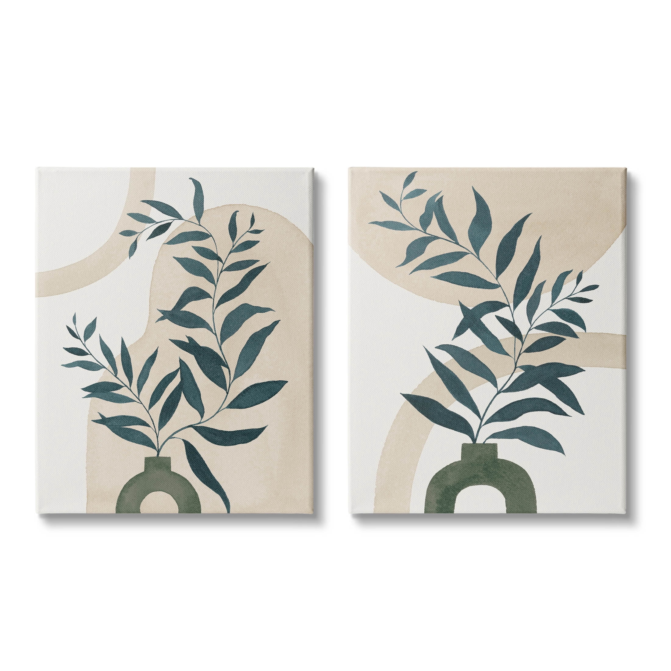 Stupell Industries Nordic Herb Vase Shapes Graphic Art Gallery Wrapped Canvas Print Wall Art, Set of 2, Design by Grace Popp