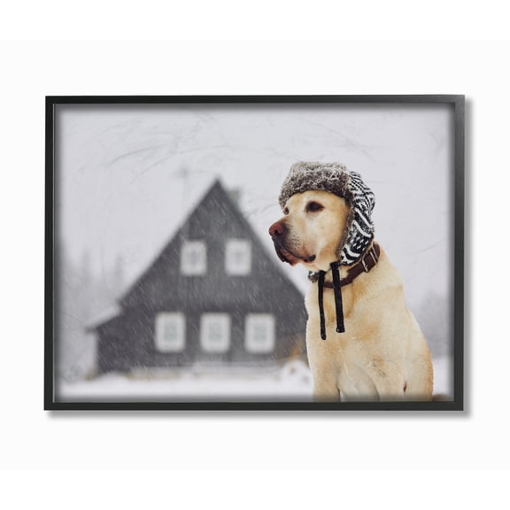 Stupell Industries Nordic Vibes Golden Retriever Dog Animals & Insects Painting Black Framed Art Print Wall Art, 16 x 20