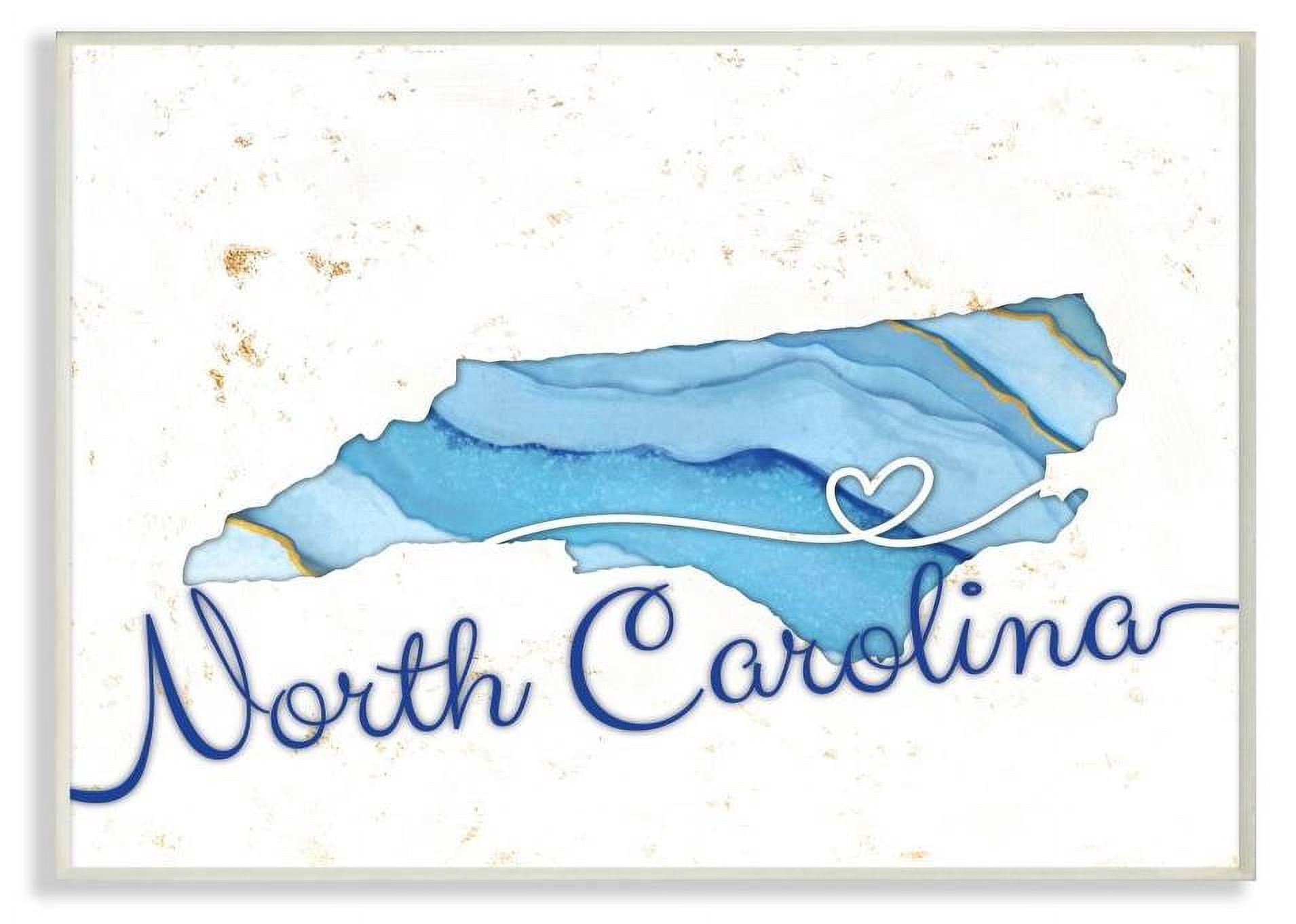 Stupell Industries North Carolina Agate Blue US State Design Wall Plaque by Ziwei Li