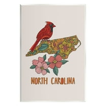 Stupell Industries North Carolina Cardinal Detailed Floral State Pattern Graphic Art Unframed Art Print Wall Art, Design by Valentina Harper