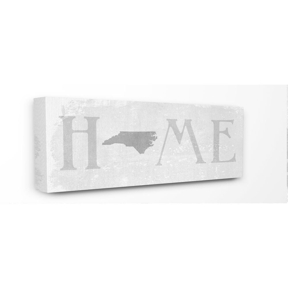 Stupell Industries North Carolina Home State Map Grey Neutral Textured Word Design Canvas Wall Art by Daphne Polselli