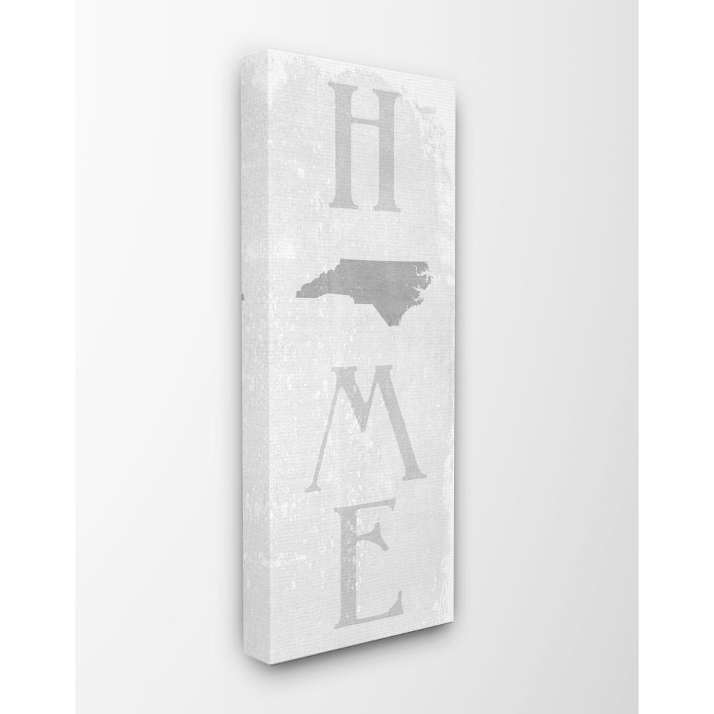 Stupell Industries North Carolina Home State Map Grey Textured Word Design Canvas Wall Art by Daphne Polselli