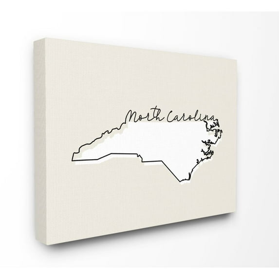 Stupell Industries North Carolina Home State Map Neutral Print Design Canvas Wall Art by Daphne Polselli