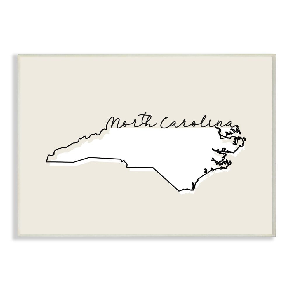 North Carolina State Map Neutral Wall Plaque, 10 x 15