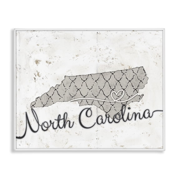Stupell Industries Farmhouse North Carolina Patterned Grey US State Design Canvas Art, 40 x 30, by Ziwei Li