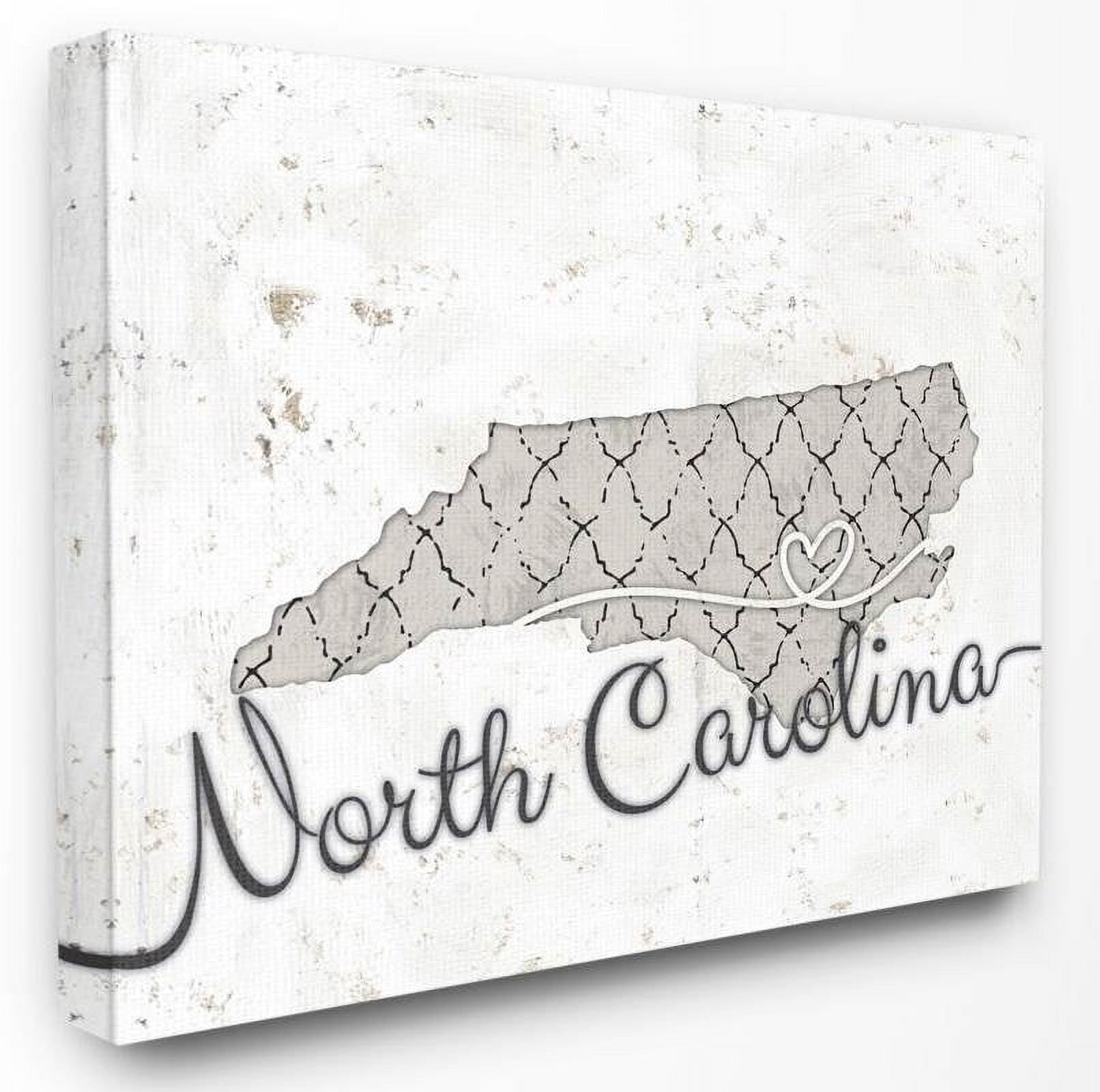 Stupell Industries North Carolina Patterned Grey US State Design Canvas Wall Art by Ziwei Li