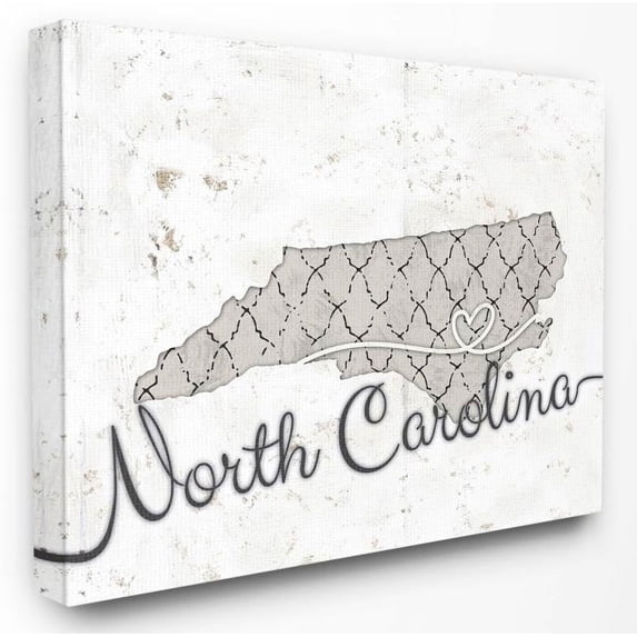 Stupell Industries North Carolina Patterned Grey US State Design Canvas Wall Art by Ziwei Li