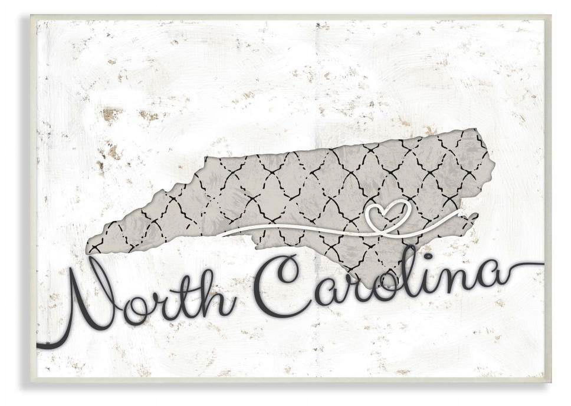 Stupell Industries North Carolina Patterned Grey US State Design Wall Plaque by Ziwei Li