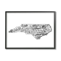 Stupell Industries North Carolina State Cities Graphic Art Black Framed Art Print Wall Art, Design by The Saturday Evening Post