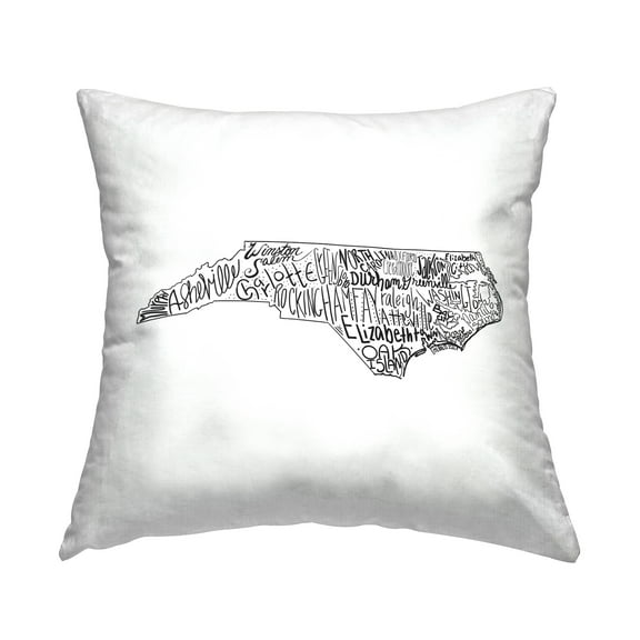 Stupell Industries North Carolina State Typography City Names Design by Saturday Evening Post Throw Pillow