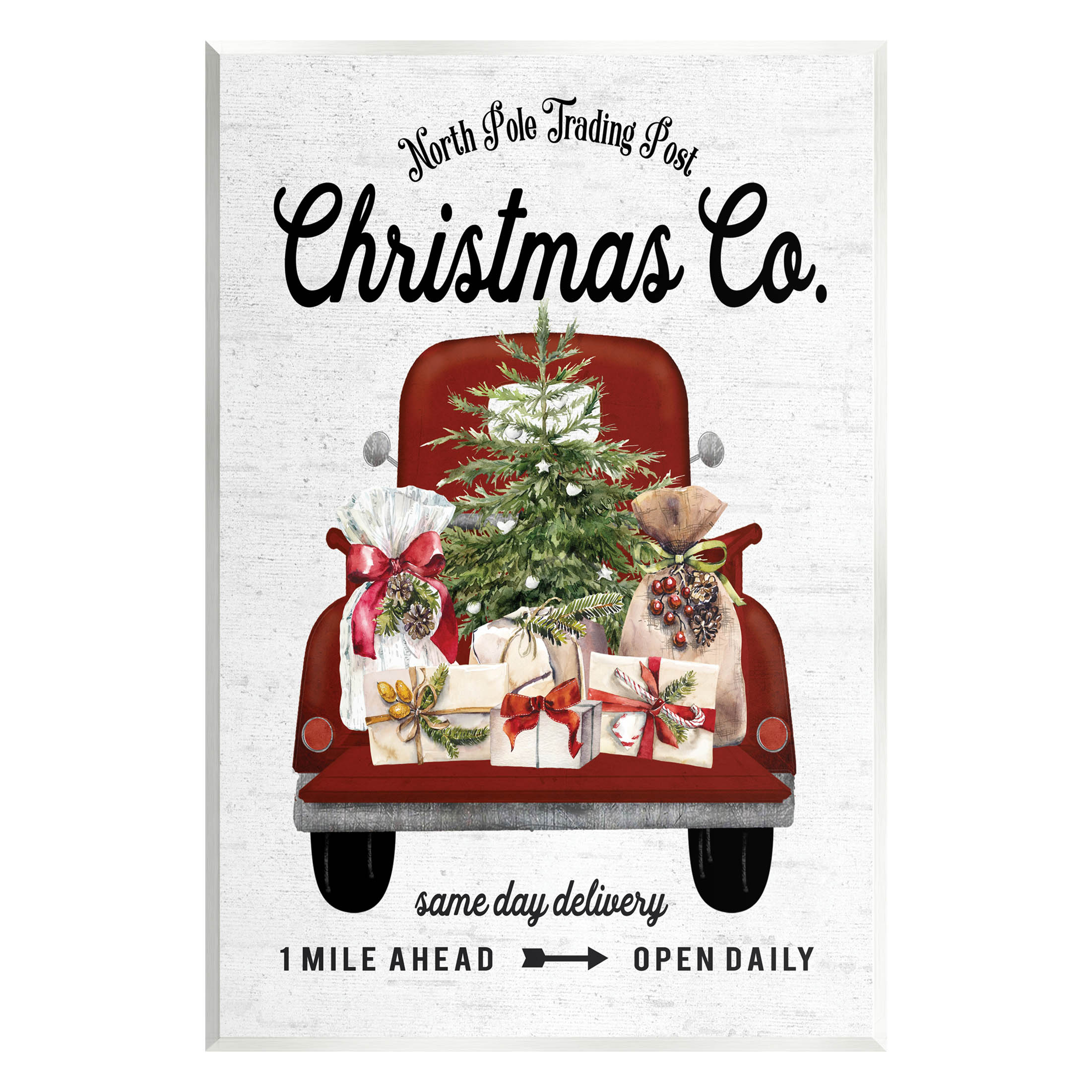 Stupell Industries North Pole Christmas Co. Sign Graphic Art Unframed Art Print Wall Art, Design by Lettered and Lined