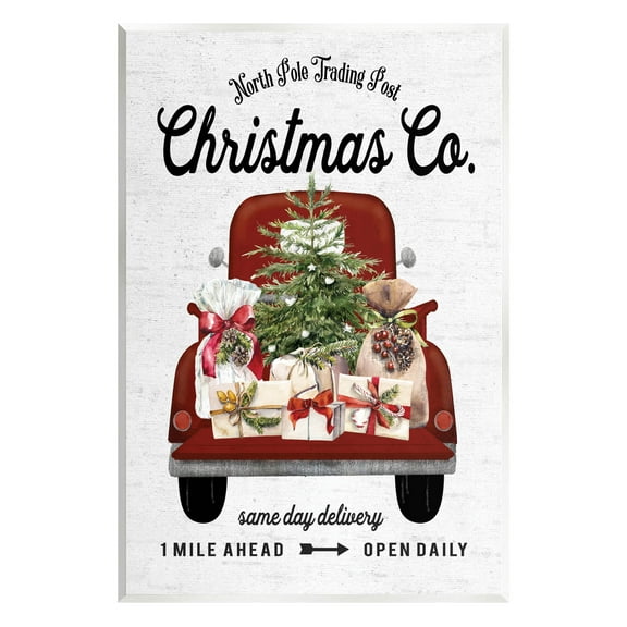 Stupell Industries North Pole Christmas Co. Sign Graphic Art Unframed Art Print Wall Art, Design by Lettered and Lined