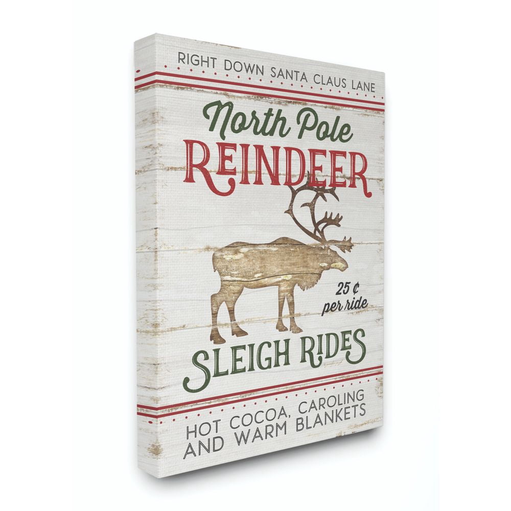 Stupell Industries North Pole Reindeer Wood Texture Holiday Christmas Word DesignCanvas Wall Art By Artist Jennifer Pugh