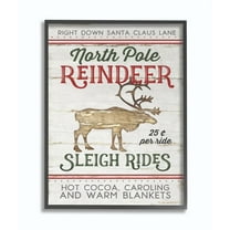 Stupell Industries North Pole Reindeer Wood Texture Holiday Christmas Word DesignFramed Wall Art By Artist Jennifer Pugh