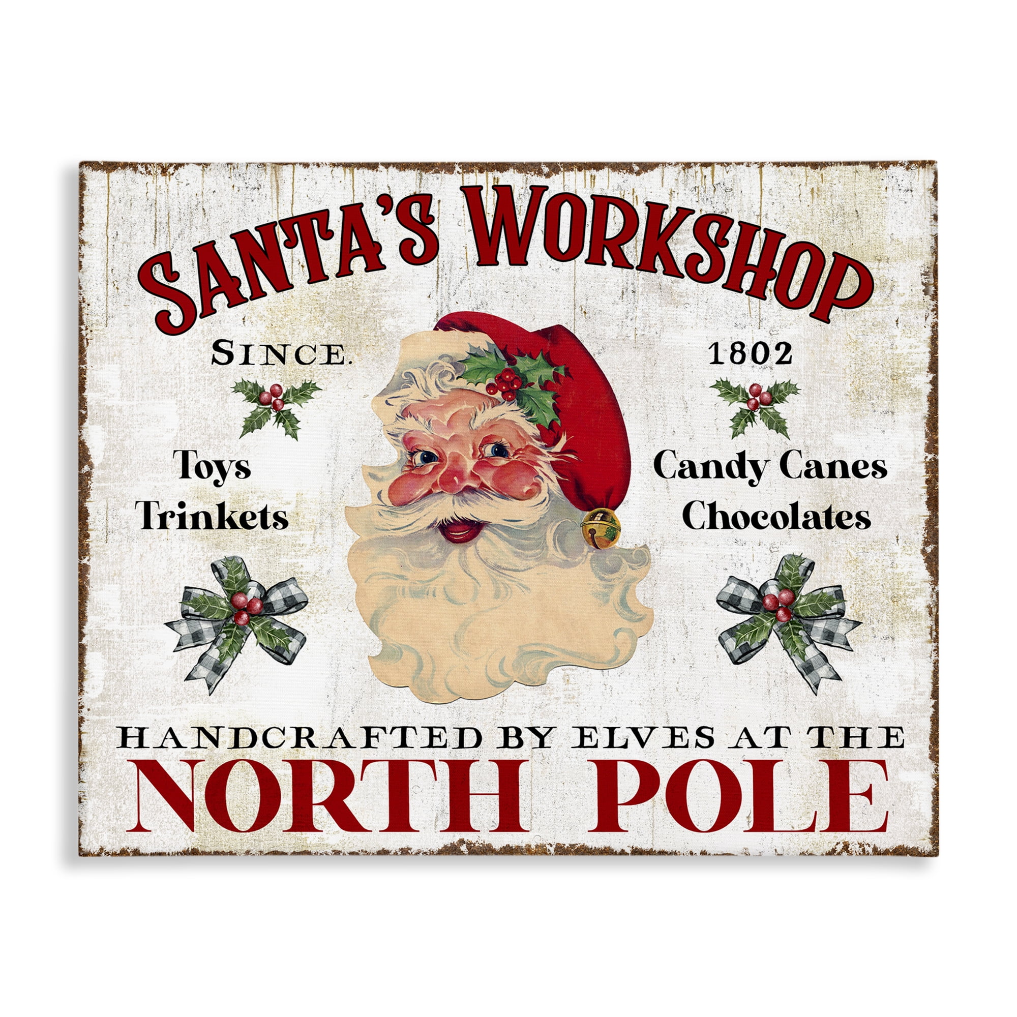 Stupell Industries North Pole Santa's Workshop Holiday Painting Gallery Wrapped Canvas Art Prints Wall Art, 30 x 24