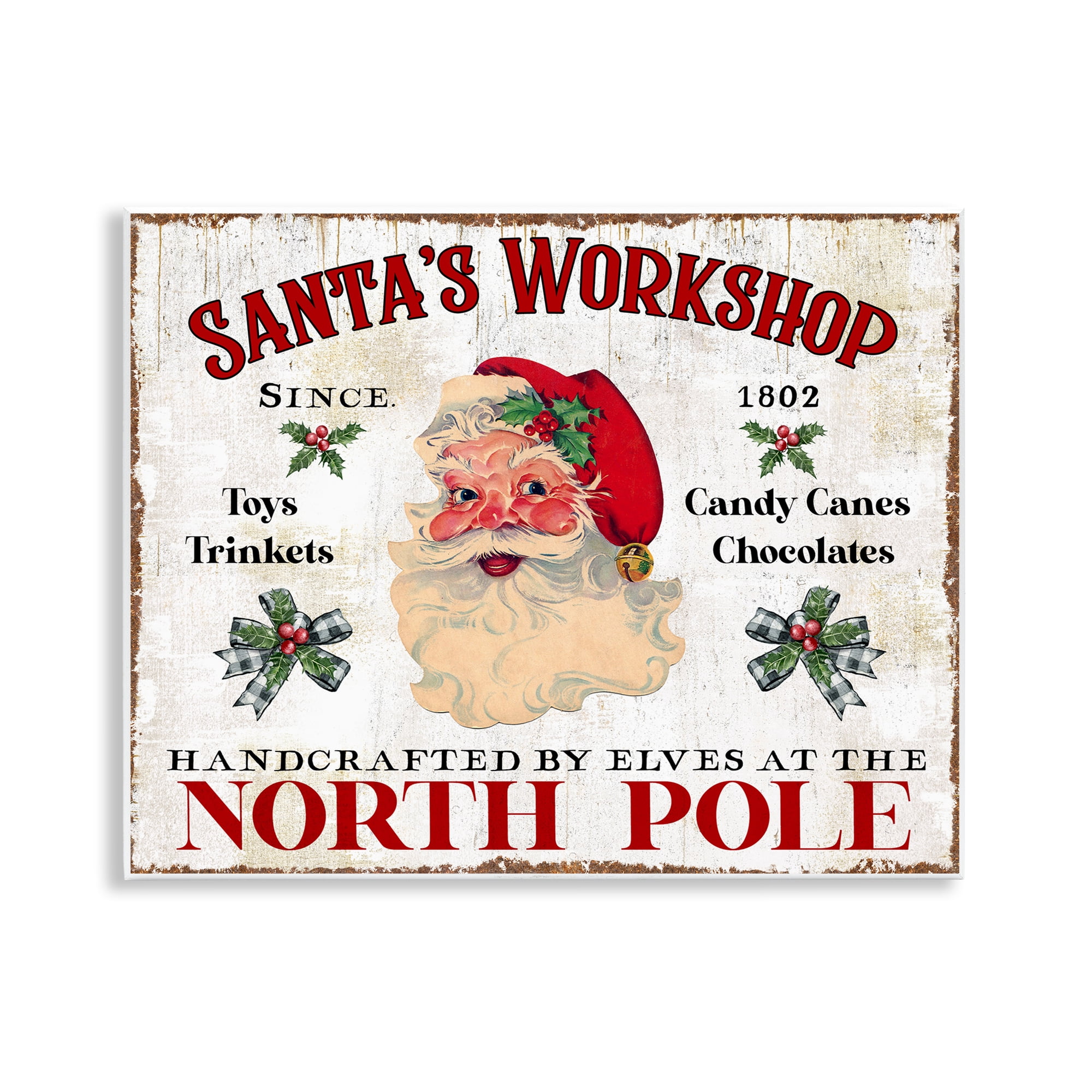Stupell Industries North Pole Santa's Workshop Holiday Painting Unframed Art Prints Wall Art, 14 x 11
