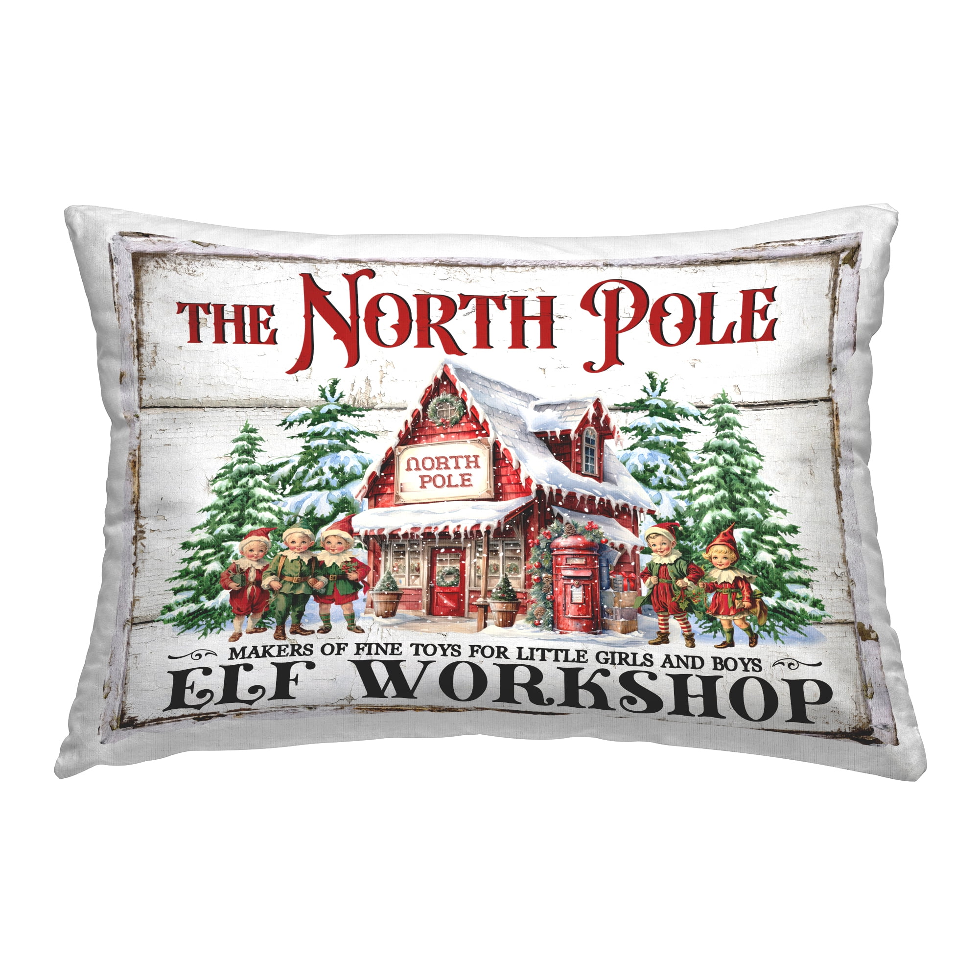 Stupell Industries North Pole Workshop Decorative Printed Throw Pillow, 14 x 20