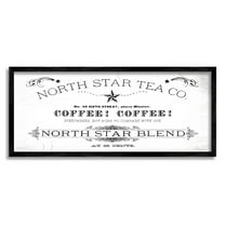 Stupell Industries North Star Tea Coffee Vintage Graphic Art Black Framed Art Print Wall Art, Design by Lil' Rue