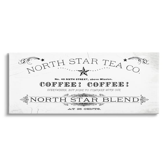 Stupell Industries North Star Tea Coffee Vintage Graphic Art Gallery Wrapped Canvas Print Wall Art, Design by Lil' Rue