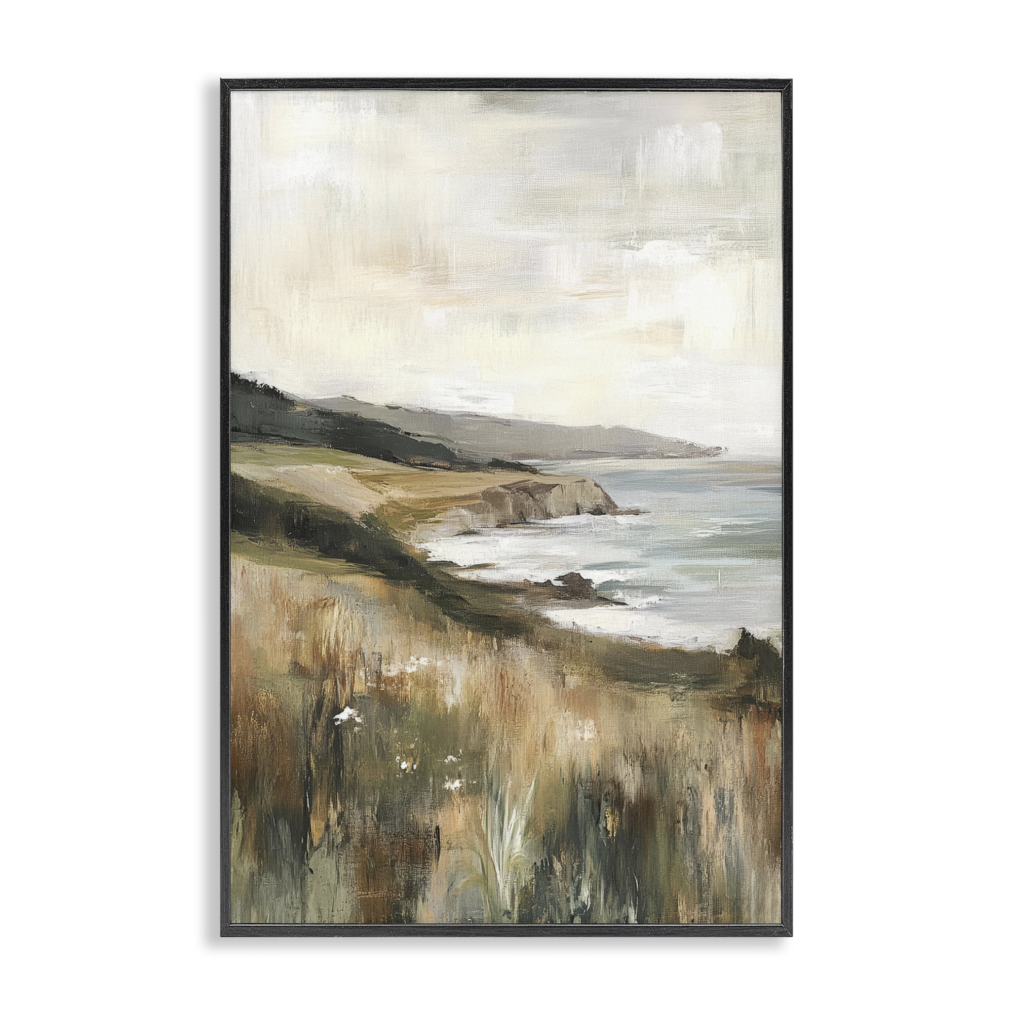 Stupell Industries Northern Coast Cliffside Black Framed Giclee Art, design by Petal Prints Design