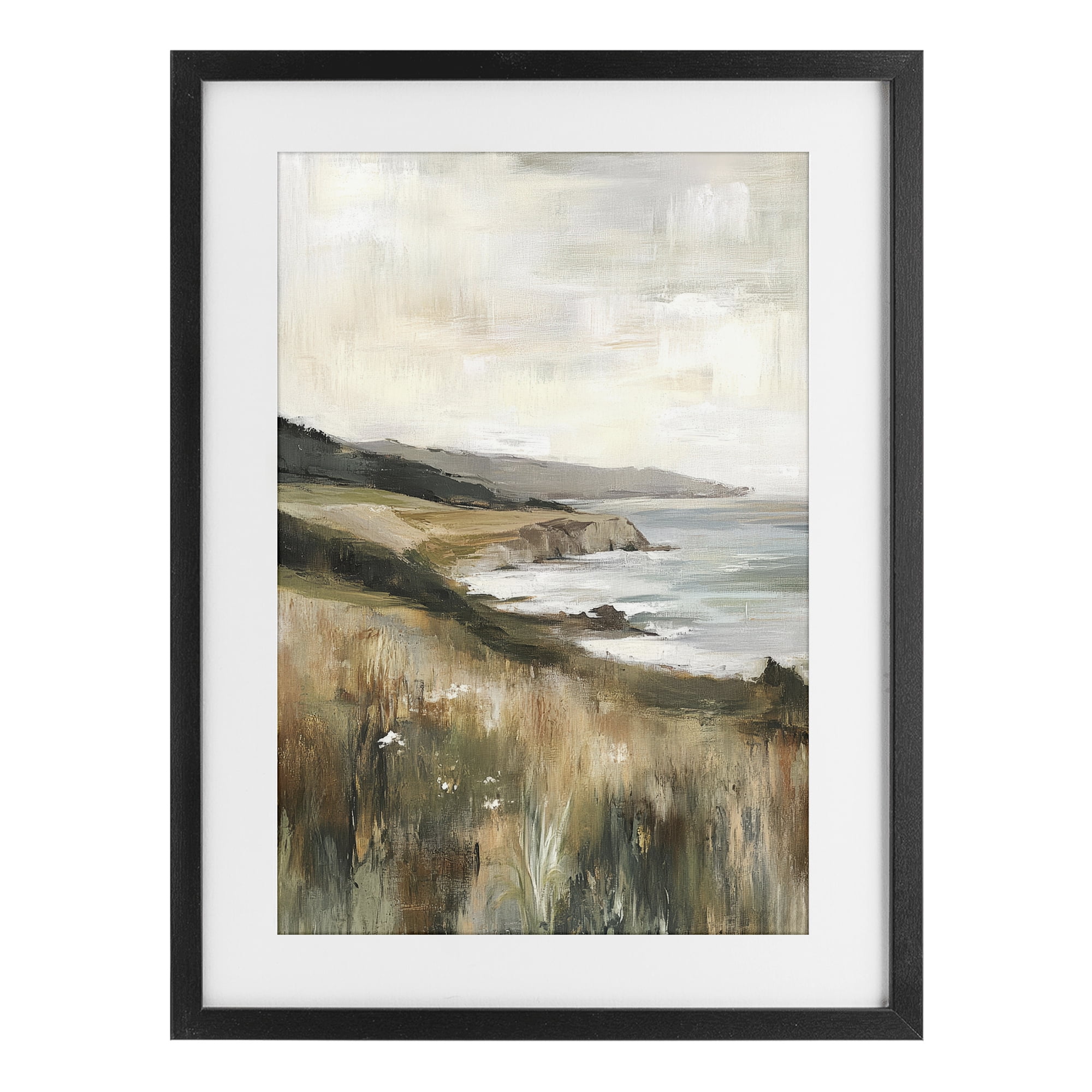 Stupell Industries Northern Coast Cliffside Black Framed Print Under Glass, design by Petal Prints Design