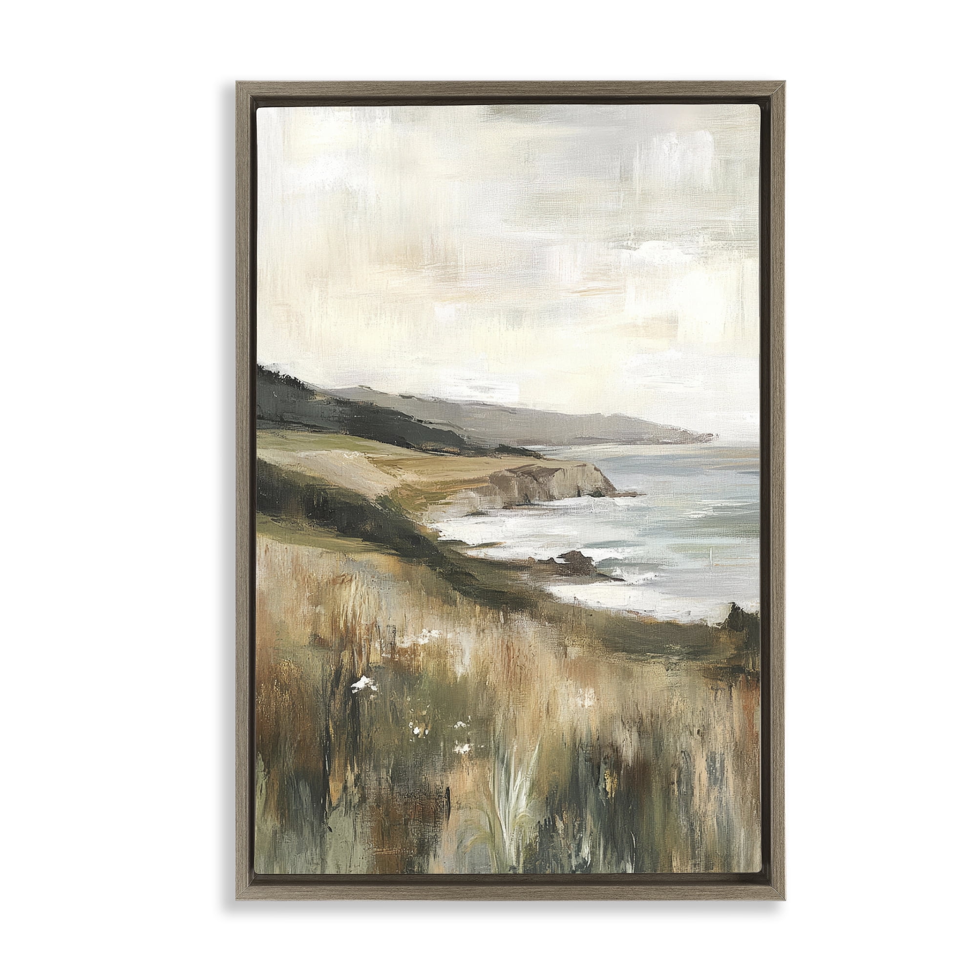 Stupell Industries Northern Coast Cliffside Brown Framed Floater Canvas Wall Art, design by Petal Prints Design